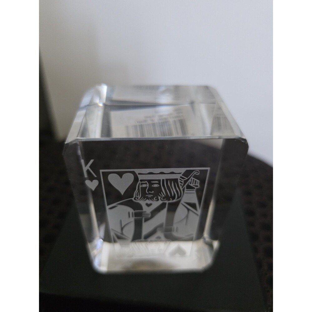 HtF Oleg Cassini KING of HEARTS Crystal Paperweight PokerCardGame GambleCasino